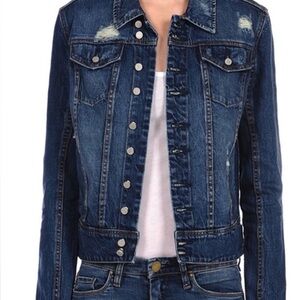 Blank NYC Blue Denim Distressed
Crop Jean Jacket Size Large. Great condition!